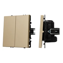 Фото #1 товара Механизм выключателя двухклавишный перекрёстный SWT-NOBE-MKX2-SFPL-GD (230V, 10A) (Arlight, Золотой песок)