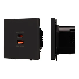 Фото #1 товара Механизм розетки с быстрой USB зарядкой SCT-NOBE-MUAC-SFPL-FC-BK (65W, QC3) (Arlight, -)