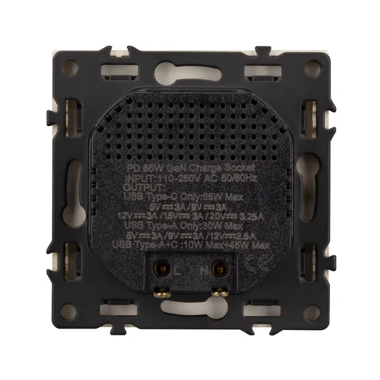 Фото #2 товара Механизм розетки с быстрой USB зарядкой SCT-NOBE-MUAC-SFPL-FC-GD (65W, QC3) (Arlight, -)