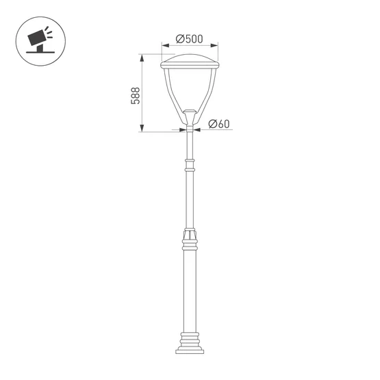 Фото #2 товара Светильник OXOR-LEIS-500x588-50W Day4000 (BK, 120 deg, 230V) IP65 (Arlight, IP65 Металл, 3 года)