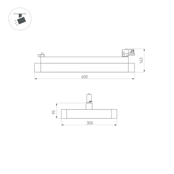 Фото #7 товара Светильник LGD-AFINA-4TR-S600x300-50W White6000 (WH, 110 deg, 230V) (Arlight, IP20 Металл, 5 лет)