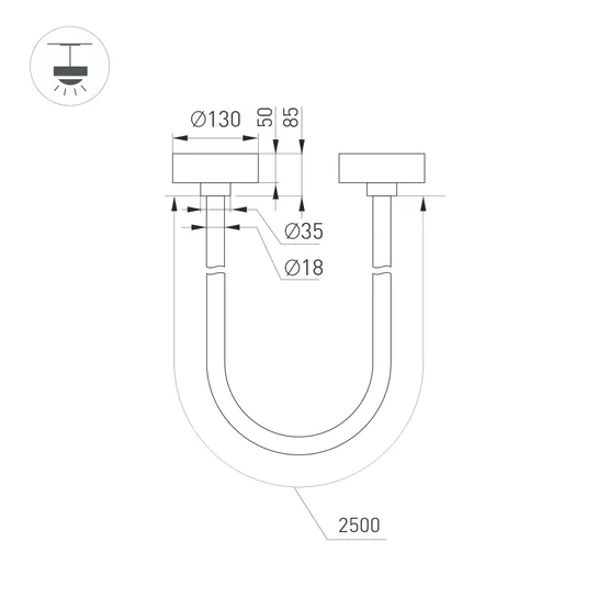 Фото #4 товара Светильник SP-TROPIC-SURFACE-R18-L2500-36W Warm3000 (GD, 360 deg, 230V) (Arlight, IP20 Пластик, 3 года)