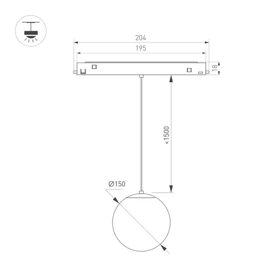 Фото #3 товара Светильник MAG-ORIENT-SFERO-HANG-R150-10W Warm3000 (BK, 300 deg, 48V) (Arlight, IP20 Металл, 5 лет)