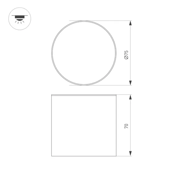 Фото #3 товара Светильник SP-CYLINDO-R75-7W Warm3000 (BK, 110 deg, 230V) (Arlight, IP54 Металл, 3 года)