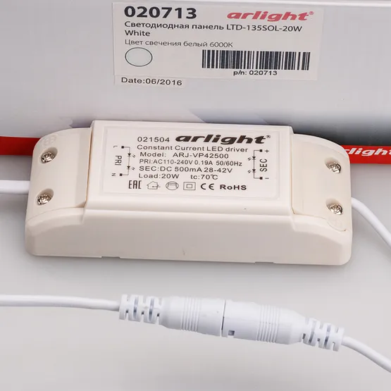 Фото #2 товара Светодиодная панель LTD-135SOL-20W White (Arlight, IP44 Пластик, 3 года)