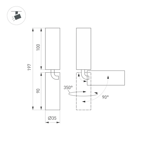 Фото #2 товара Светильник SP-NUANCE-SURFACE-FLAP-R35-7W Warm3000 (BK, 36 deg, 230V) (Arlight, IP40 Металл, 5 лет)