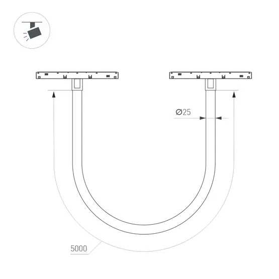 Фото #4 товара Светильник MAG-ORIENT-TUBE-ELASTIC-R25-L5000-70W Day4000 (BK, 360 deg, 48V) (Arlight, IP20 Металл, 3 года)