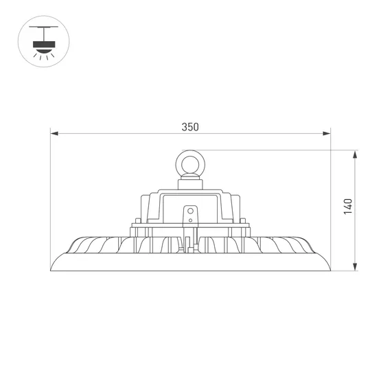 Фото #3 товара Светильник SP-ARIVA-DIM-R350-200W White5000 (BK, 60 deg, 230V, 0-10V) (Arlight, IP65 Металл, 5 лет)