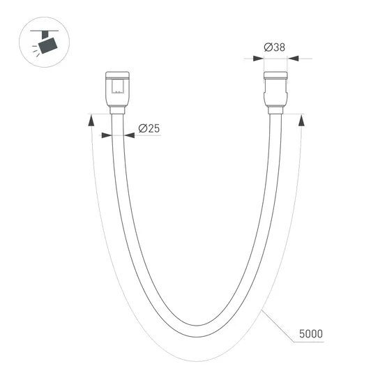 Фото #4 товара Светильник ART-APRIORI-TUBE-ELASTIC-R38-L5000-60W Warm3000 (OG, 360 deg, 48V) (Arlight, IP20 Металл, (Arlight, IP20 Металл, 3 года)