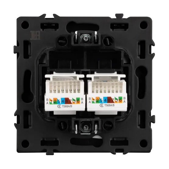 Фото #3 товара Механизм сдвоенной компьютерной розетки SCT-NOBE-MPC2-SFPL-BK (RJ-45, CAT6) (Arlight, -)