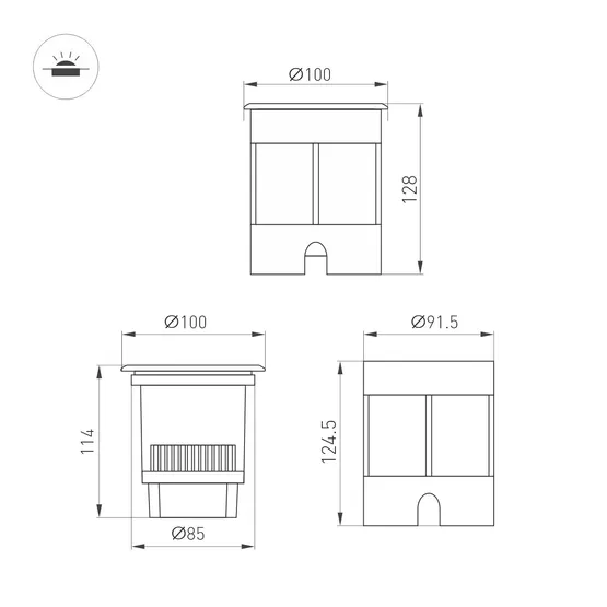 Фото #2 товара Светильник LTD-DAFNA-GROUND-R100-6W Day4000 (SL, 35 deg, 230V) (Arlight, IP67 Металл, 5 лет)