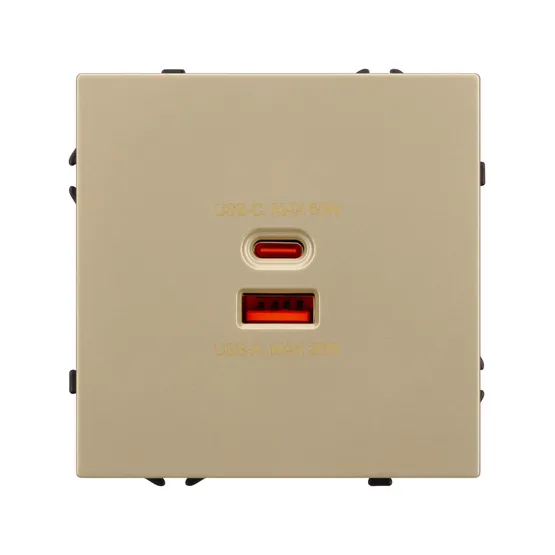 Фото #3 товара Механизм розетки с быстрой USB зарядкой SCT-NOBE-MUAC-SFPL-FC-GD (65W, QC3) (Arlight, -)