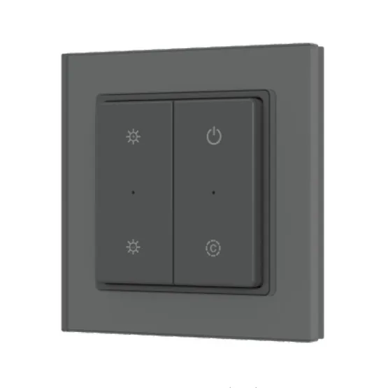 Фото товара INTELLIGENT ARLIGHT Кнопочная панель SMART-RF-801-22-MULTI черная, квадрат. (3V, стекло, 2.4G) (IARL, IP20 Пластик, 5 лет)