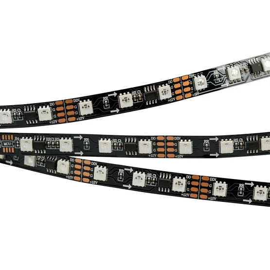 Фото #1 товара Светодиодная лента SPI-5000-5060-60 12V Cx3 RGB-Auto (Black 10mm, 13.2W/m, IP20) (Arlight, Открытый, IP20)